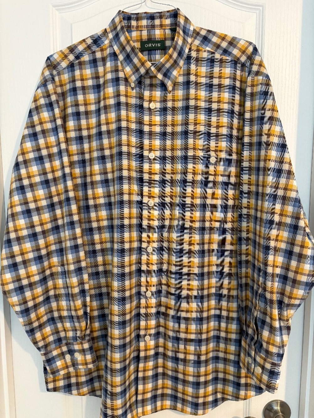 Orvis XL Plaid Button Down Shirt Wrinkle-Free Long Sleeve Men’s